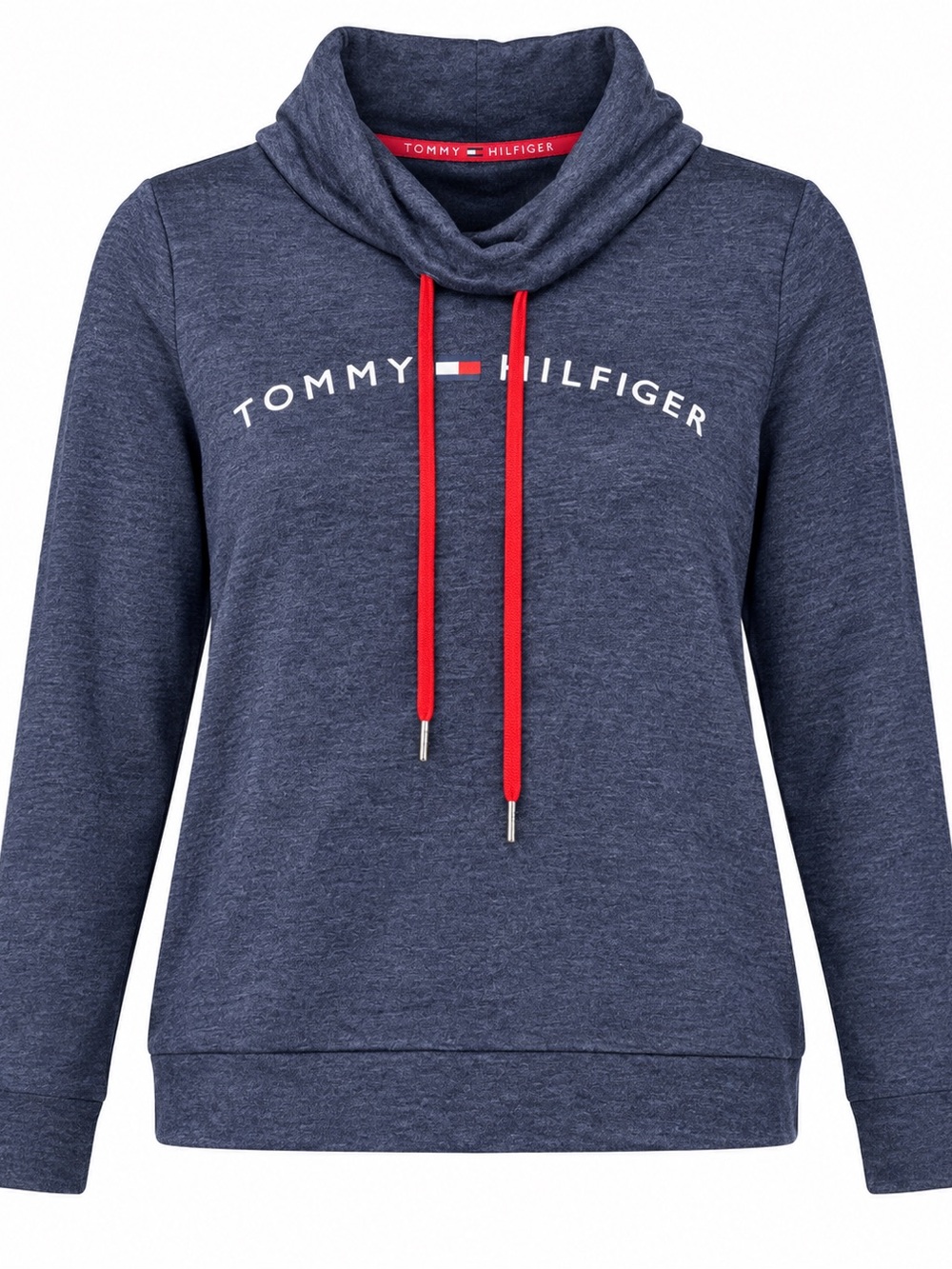 Tommy Hilfiger Navy Cowl Neck Pullover with Red Drawstrings